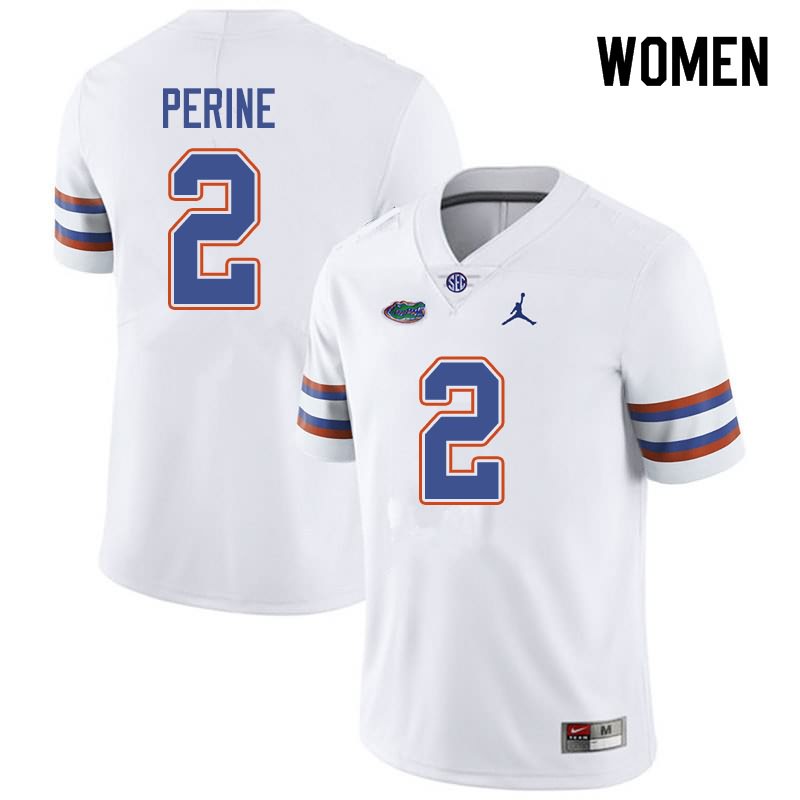 Women's NCAA Florida Gators Lamical Perine #2 Stitched Authentic Jordan Brand White College Football Jersey UES4565YQ